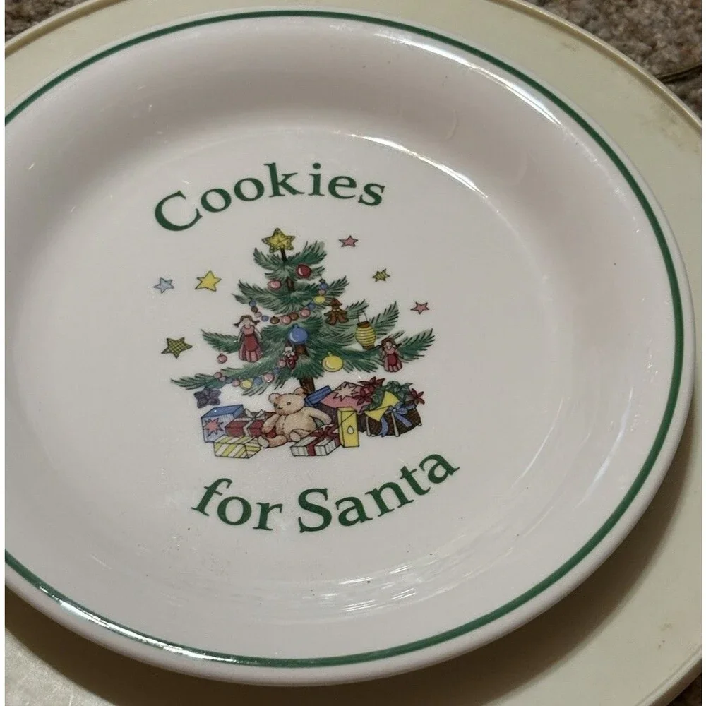 Nikko Japan Cookies for Santa Christmas Plate 8.5” Tree Teddy Bear Holiday